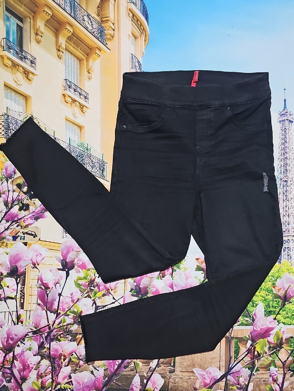 Spanx Black Distressed Skinny Pants Small‎